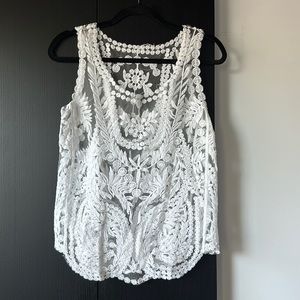 Lace tank beach cover up White in Small